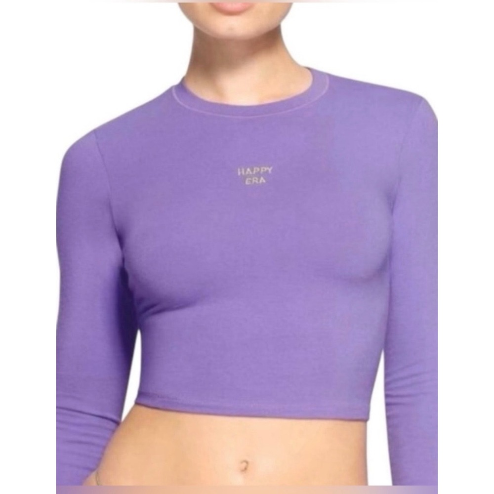 SKIMS Happy Era Long Sleeve Crop Top Size Small Purple Valentine's Collection